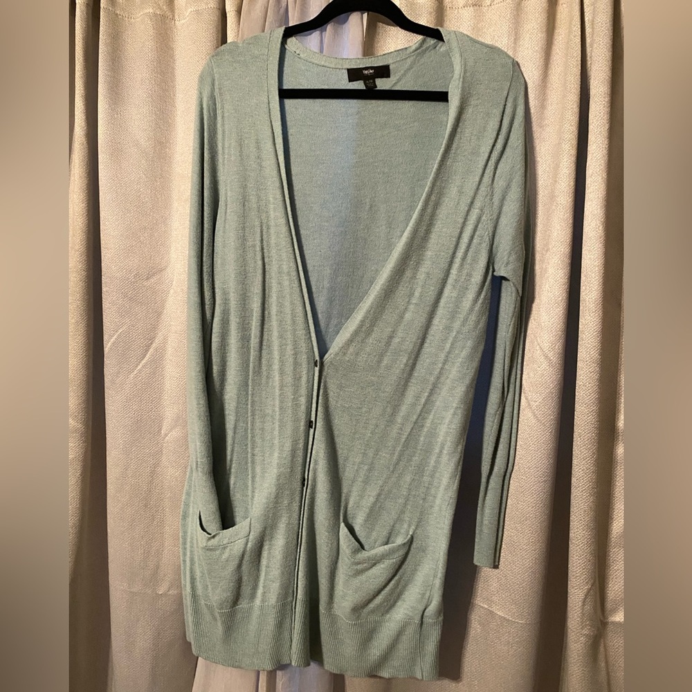 Mint colored long sleeve slim cardigan